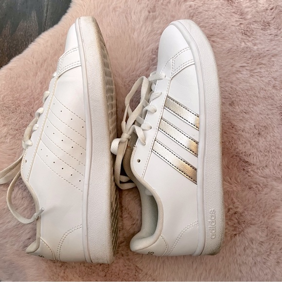 Gold Sneakers with White Stripes main image 1